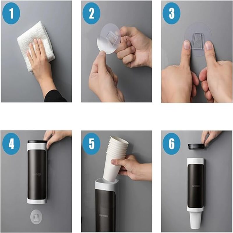 Dispensador adhesivo para vasos portavasos de pared