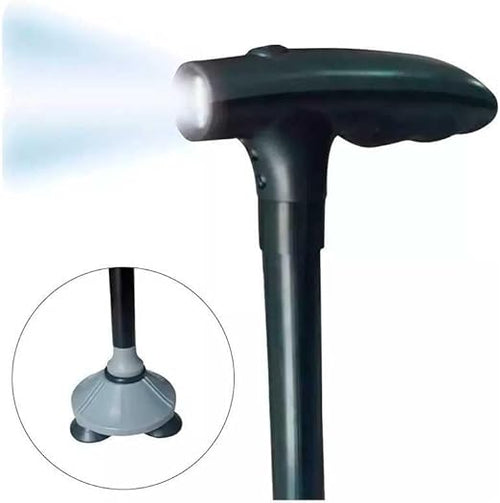 Bastón Ortopédico Plegable Apoyo Caminar Linterna Luz Led