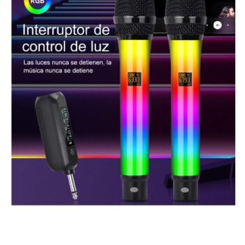Microfono Koraoke Inalámbrico Recargable De 2,4g Con Luz Rgb