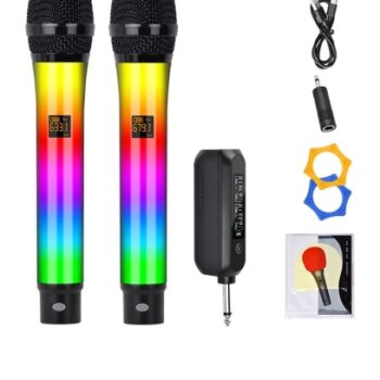 Microfono Koraoke Inalámbrico Recargable De 2,4g Con Luz Rgb