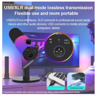 Microfono de escritorio dinámico RGB USB/XLR