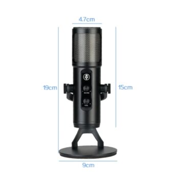 Microfono Profesional Condensador Omnidireccional Usb Luz Color Negro