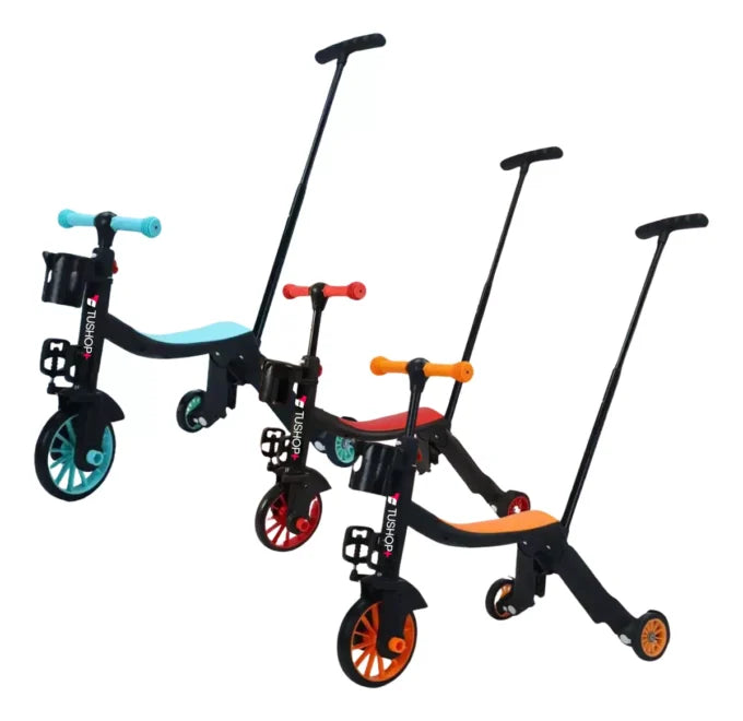 Triciclo Monopatín Bicicleta Iniciación Scooter 3 En 1 Con guía